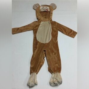 Infant Baby Monkey Halloween Costume Size 12-18 M Hooded Jumpsuit Tan